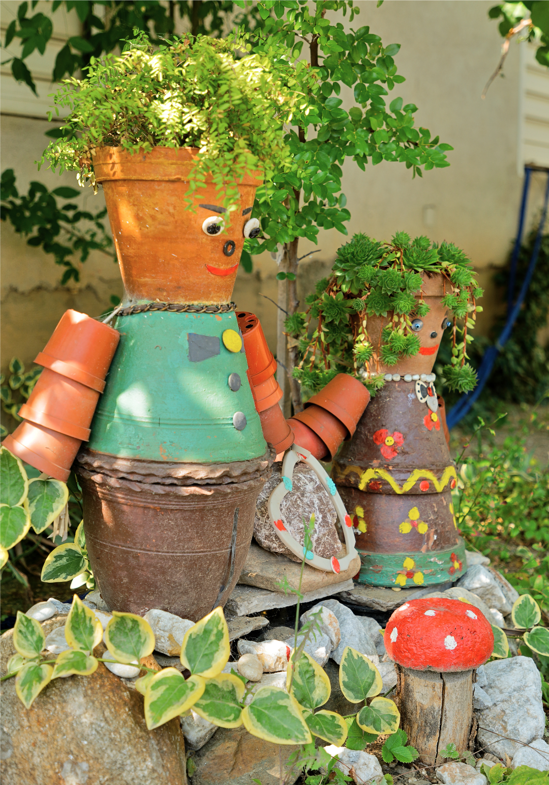 characters made out of flowerpots