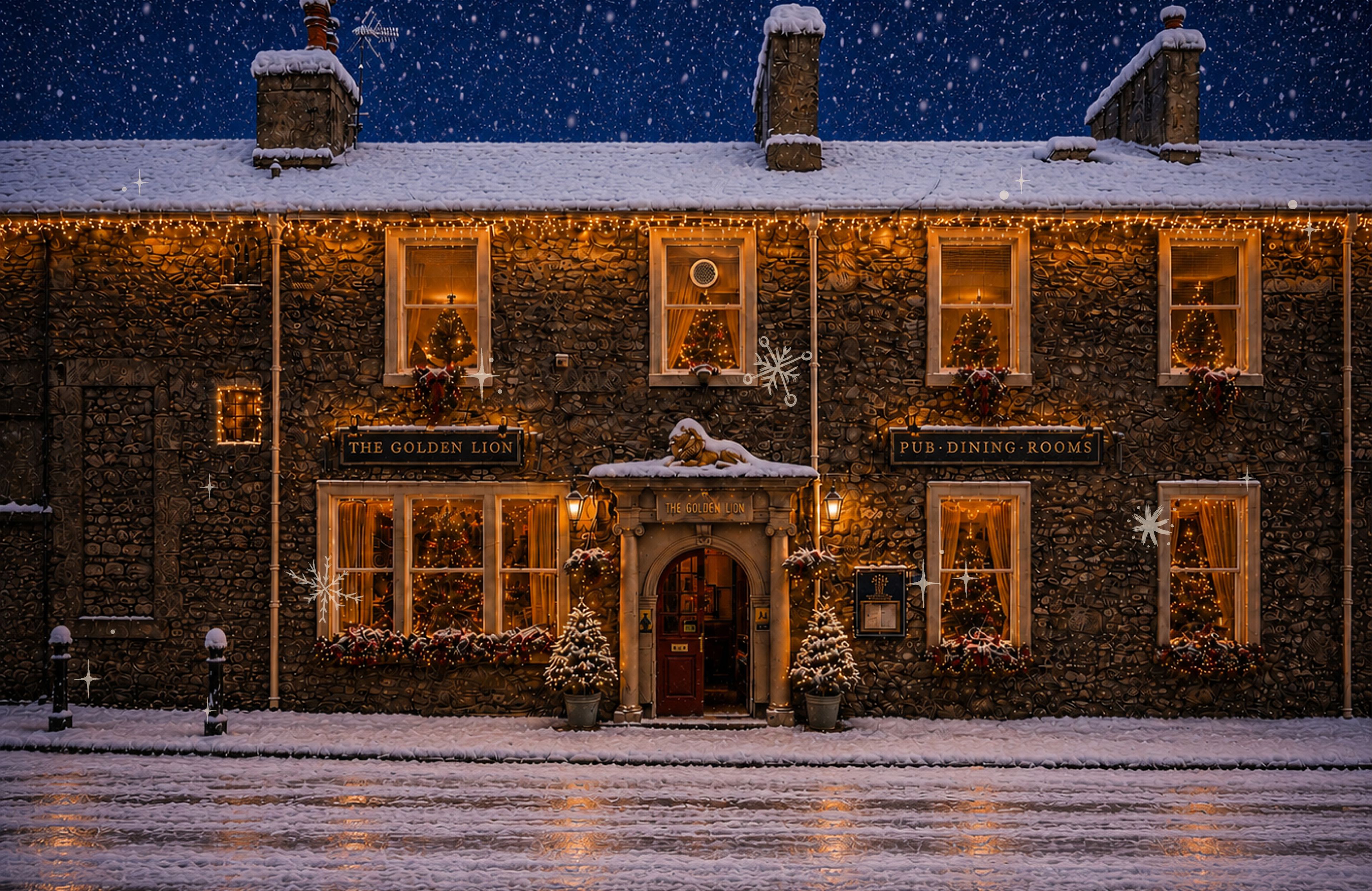 snow scene at Golden Lion